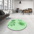 thumbnail image 4 of Ahgly Tapis Rond Lavable en Machine Intérieur Transitionnel Vert Clair, 5 Pieds Rond, 4 of 7