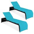 thumbnail image 1 of Topbuy Causeuse Longue Inclinable d'Extérieur en Rotin Réglable, 2 Pcs, avec Coussins Turquoise, 1 of 5
