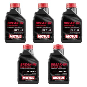 Motul 108080 Set of 5 Break-in 10W-40 Mineral Oil 1-Quart Bottles