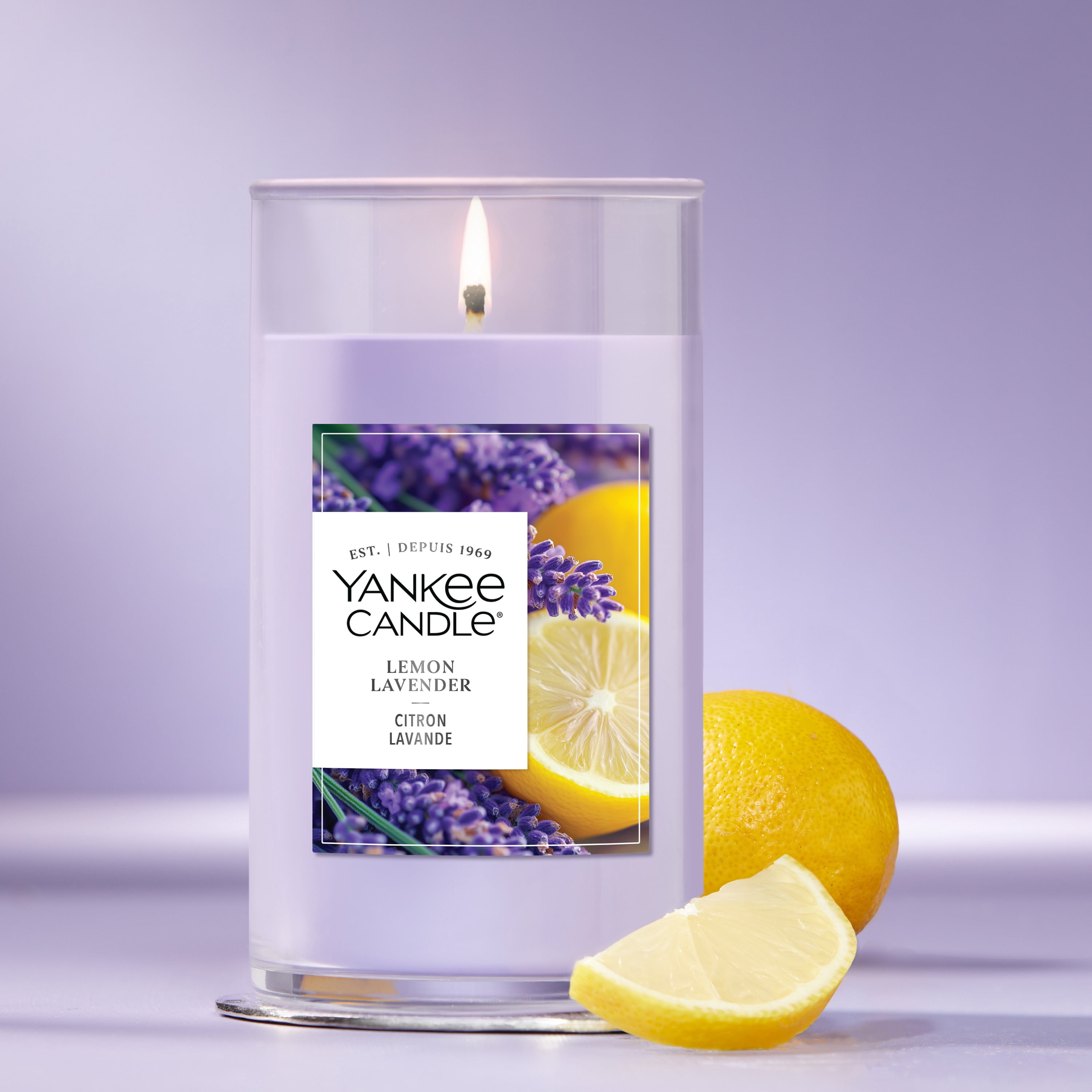 Yankee Candle Medium Perfect Pillar Candle, Lemon Lavender – Scented with up to 115 Hours of Burn Time, Premium Plant Wax Blend for Consistent Long Lasting Scent from First to Last Burn