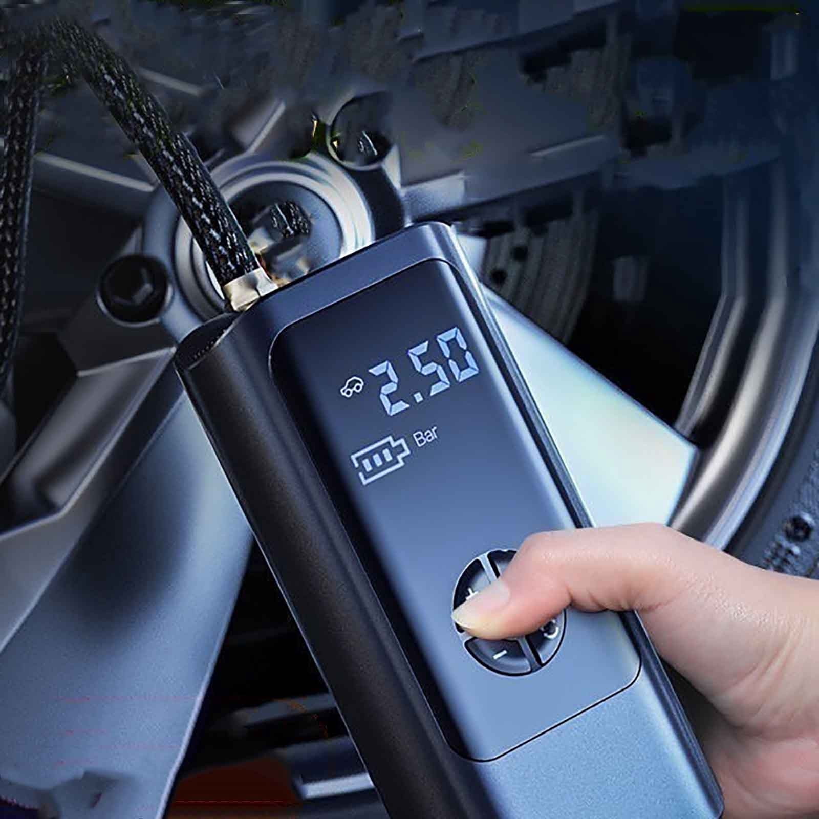 Guoxiu Tire Inflator Portable Air Compressor-Air Pump for Car Tires-Electric Tire Pump-Car Tire Air Pump with Tire Pressure Gauge-Portable Tire Inflator for Car,Motorcycle,Bike,Ball,Black