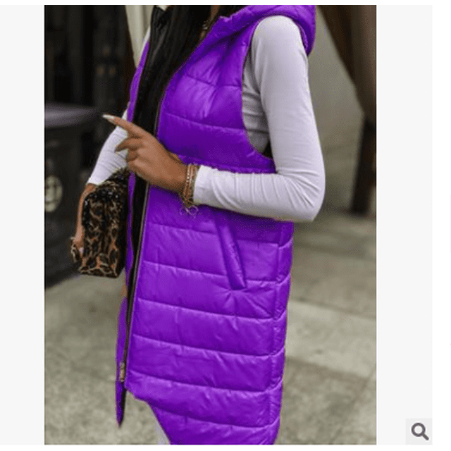 Kmbangi Gilet Long Sans Manches à Fermeture Éclair, Coupe Ajustée, Uni, Décontracté pour Femmes