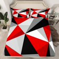 thumbnail image 2 of Erosebridal Red Gray Black Sheet Set Full, Geometric Triangle Bedding Sets Full Size, Contemporary Room Decor 4pcs, 2 of 7