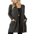 thumbnail image 3 of Womens Long Sleeve Cardigan Pockets Plus Size Open Front Jackets Plain Outerwear, 3 of 3