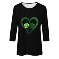 thumbnail image 4 of Meichang T-Shirts pour Femmes à Manches 3/4 T-Shirts de la Saint-Patrick Hauts à Col Rond pour les Fêtes T-Shirts Graphiques Trèfle Verts Hauts Porte-Bonheur Liquidation de la Saint-Patrick, 4 of 4