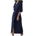 thumbnail image 2 of Aqestyerly Robe de Chambre en Lin pour Femme, Style à Lacets, Longue Robe Cardigan Décontractée HWRETIE HWRETIE, 2 of 6