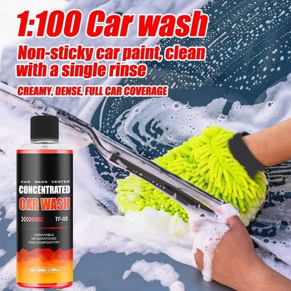 Car Wash Liquid Water Wax, High-Foam Cleaning Detergent with Stain Removal, Wax-Infused Shine Protection, pH-Balanced, 100 mL
