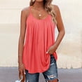 thumbnail image 2 of Yubnlvae Haut Plissé Rouge Melon D\'eau pour Femmes, Camisole à Bretelles Spaghetti, Sans Manches, Décontracté, Été, Mode, S, 2 of 6