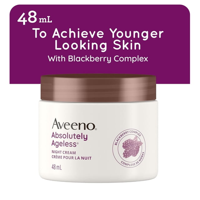Aveeno Absolutely Ageless Crème de nuit/Aveeno Crème de nuits sans âge, Hydratant anti-vieillissement, Vitamines, Complexe Blackberry