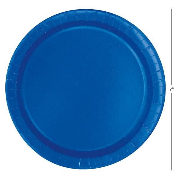 Unique Industries Assiettes à dessert rondes bleu électrique de 7 po, 70 ct