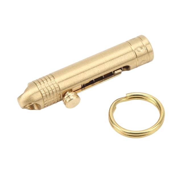 Mini Couteau de Poche, Mini Couteau Utilitaire Rétractable en Laiton Conçu pour les Professionnels et Adapté aux Outils de Chasse. Comprend un Corps Cylindrique compact en Laiton avec une Lame Rétractable en Acier Inoxydable et un Porte-Clés en Laiton Détachable. Léger d'Environ 11 g (0,4 Oz), Idéal pour les Activités de Plein Air.