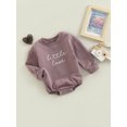 thumbnail image 3 of Faithtur Infant Baby Fall Romper, Long Sleeve Round Neck Letter Embroidery One-Piece Bodysuit, 3 of 8