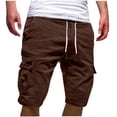 thumbnail image 2 of LSLJS Men's Sport Pure Color Bandage Casual Loose Sweatpants Drawstring Shorts Pant, 2 of 6