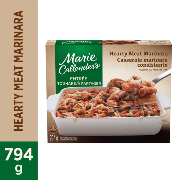 Marie Callender's Hearty Meat Marinara Frozen Dinner, Hearty Meal Casserole, Includes pasta from scratch and vine ripened tomatoes, Hearty Meat Marinara Frozen Meal, 794g