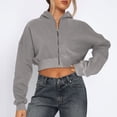 thumbnail image 2 of MeetoTime Chandails à Capuchon pour Femmes Chandails en Molleton Courts à Fermeture Éclair Complète Vestes Décontractées Confortables Tenues d'Automne, 2 of 7