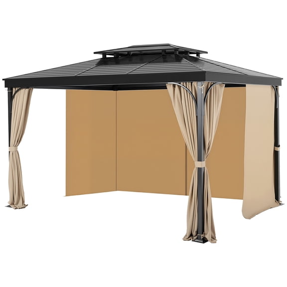 VEVOR Gazebo Privacy Curtain 10' x 10' x 6.7' Waterproof Gazebo Curtains Khaki