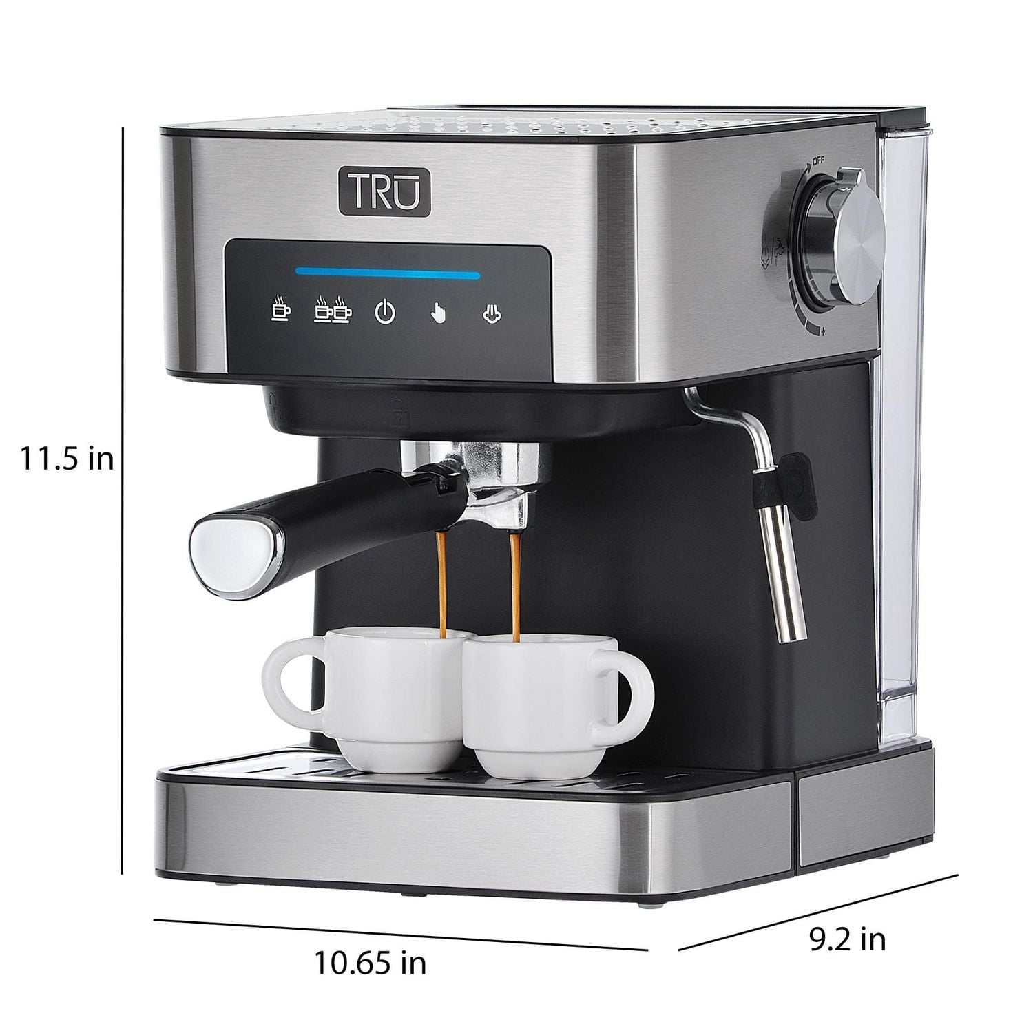 TRU 15-Bar Semi-Automatic Touch Screen Espresso Maker, Stainless Steel