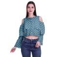 thumbnail image 1 of Moomaya Button Front Cold Shoulder Top Printed  Casual Loose Blouse Short Top, 1 of 4
