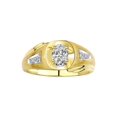thumbnail image 1 of RYLOS Men's Rings 14K Yellow Gold Rings Classic Designer Style 7X5MM Oval Gemstone & Diamond Ring White Topaz April Birthstone Rings For Men Size 9, 1 of 7