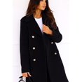 thumbnail image 5 of LinYooLi Women's Notch Lapel Double Breasted Pea Coat Winter Casual Wool Blend Overcoat Long Shacket Jacket, 5 of 5
