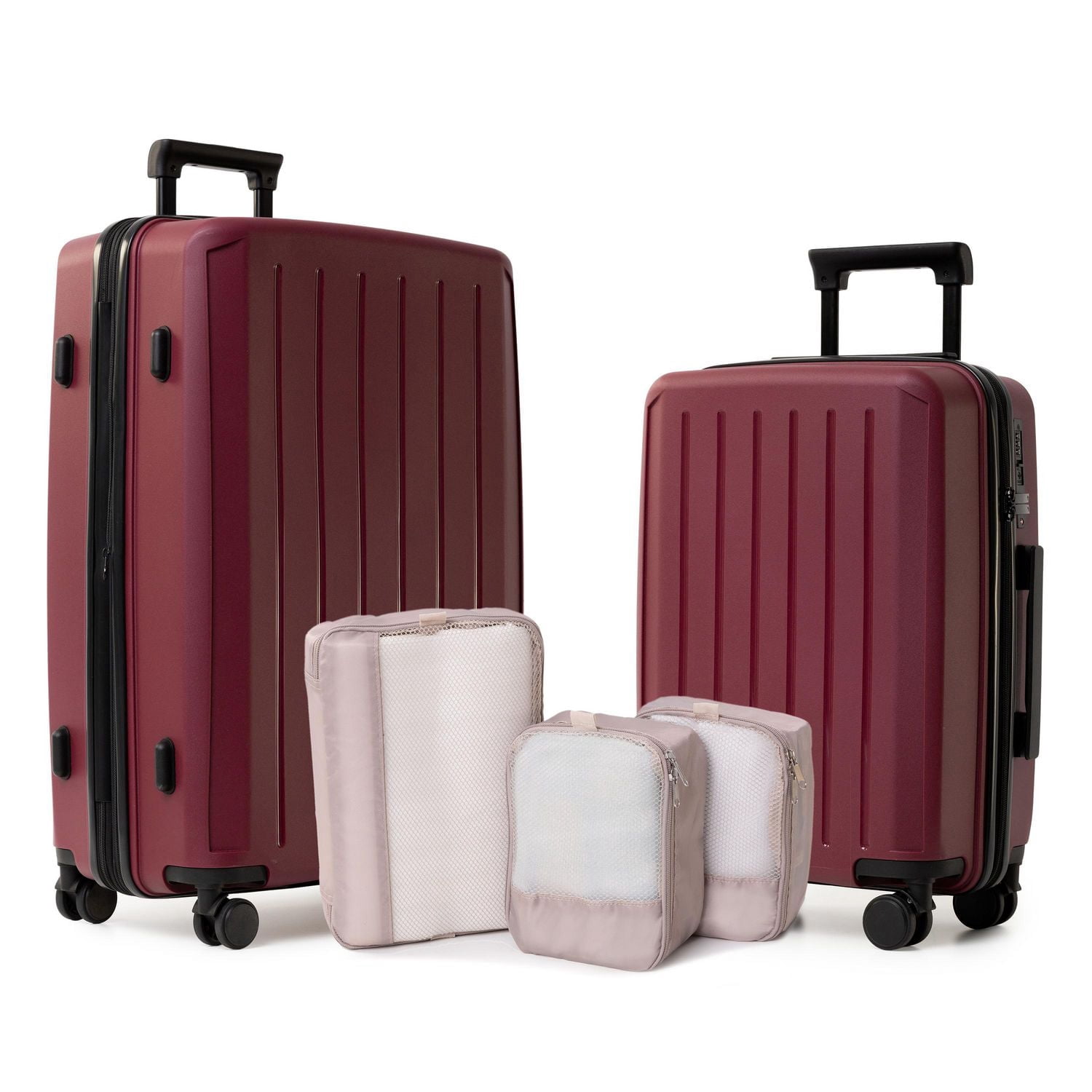 5-Piece Hardside Luggage Set: 28" Spinner Suitcase, 20" Carry-On & 3 Packing Cubes