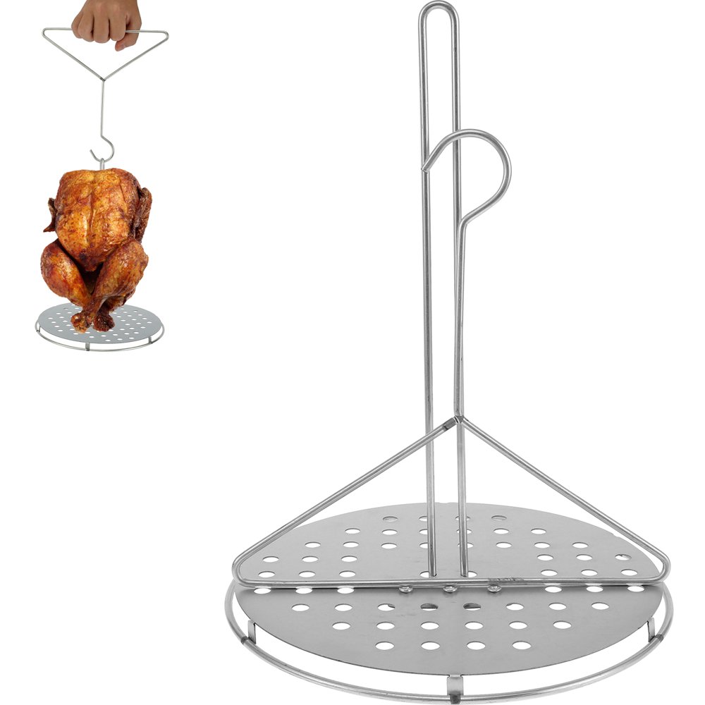 MesaSe Support de Poulet Grille Support de Rôtissage de Dinde Métal Portable Détachable Multifonctionnel Vertical pour Fumer Poulet Entier