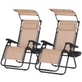 thumbnail image 1 of Outsunny 2 Piece Foldable Lounge Chair with Canopy Shade, Beige, 1 of 10
