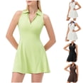 thumbnail image 1 of QATAINLAV Hoy Oferta Flash Robe de Golf Tennis pour Femme Décontractée à Fermeture Éclair Col en V Robes Athlétiques Séchage Rapide Été Sans Manches Robe de Sport Vert TG, 1 of 7