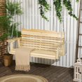 thumbnail image 2 of Outsunny Hanging Porch Swing, Patio Swing with Armrests, Natural Wood, 2 of 10