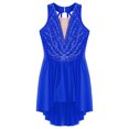 thumbnail image 3 of Sholeno Robe de Patinage Artistique Sans Manches avec Strass Asymétrique Compétition Danse Bleu Royal 16, 3 of 6
