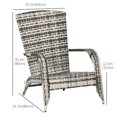 thumbnail image 3 of Outsunny Chaise Adirondack d'Extérieur en Rotin pour Foyer avec Coussin Gris, 3 of 9