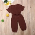 thumbnail image 2 of Diconna Infant Baby Romper Solid Color Short Sleeve Elastic Waist Jumpsuit, 2 of 6