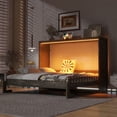 thumbnail image 1 of Euroco Wood Queen Size Murphy Bed with Storage Cabinets and LED Light, Brwon, 1 of 14