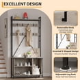 thumbnail image 3 of AKDSteel Hall Tree with Bench and Coat Rack, 36.41" Entryway Shoe Bench with 17 Hooks, Drawers and Top Shelf, 5-in-1 Freestanding Storage Organizer for Entryway, Mudroom, 3 of 7