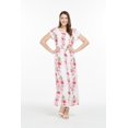 thumbnail image 2 of Robe Maxi Simple Hawaïenne pour Femme à Manches Cap Luau m Rose Blanc Hibiscus, 2 of 5