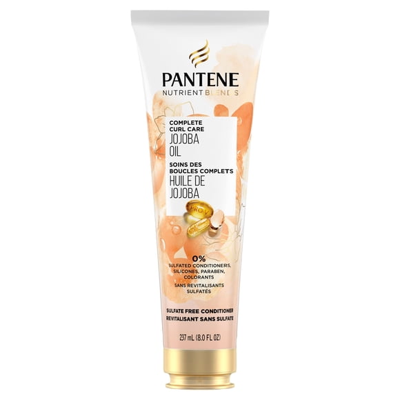 Pantene Jojoba Oil Nutrient Blends Sulfate Free Curly Hair Conditioner, Anti Frizz, Adds Shine and Definition to Curls, Safe for Color Treated Hair