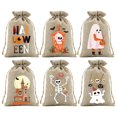 thumbnail image 1 of WHEANG 6 Pcs Sacs de Bonbons d'Halloween Sacs de Bonbons Rustiques en Jute Sacs de Bonbons en Jute Réutilisables Parfaits pour la Collecte de Bonbons d'Halloween Sacs de Bonbons d'Halloween pour Enfants, 1 of 8