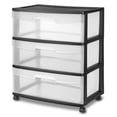 thumbnail image 1 of Sterilite Wide 3 Drawer Cart, Black, 1 of 7