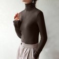 thumbnail image 2 of AherBiu Womens Tops Long Sleeve Ribbed Knitted Stretchy Slim Fitted Basic Tee Tops High Neck Warm Undershirts, 2 of 5