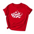 thumbnail image 1 of Penkiiy T-Shirts de la Saint-Valentin pour Femmes, T-Shirts Graphiques Imprimés, Mignons avec Cœur d'Amour, T-Shirts Décontractés à Manches Courtes, TG, Rouge, 1 of 7