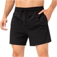 thumbnail image 2 of asjyhkr Mens Quick Drying Shorts Drawstring Elastic Waist Gym Shorts with Pockets Workout Basketball Shorts, 2 of 6