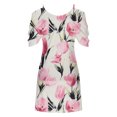 thumbnail image 5 of Robe d'Été pour Femmes 2024 Mode Grande Taille Imprimé Manches Courtes Épaules Dénudées Col Rond Robe Rabais de 50 % Liquidation!, 5 of 5