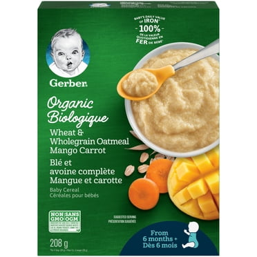 GERBER Organic Wheat & Wholegrain Oat Mango Carrot, Baby Cereal