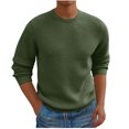 thumbnail image 1 of Penkiiy Chandail à Col Rond pour Homme Coupe Ajustée Léger à Manches Longues Tricoté Chandails TG Vert Armée, 1 of 5