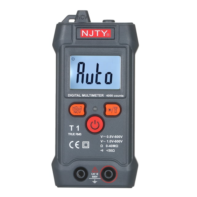 Amdohai NJTY Palm-size LCD Digital Multimeter Auto NCV 4000 Counts True RMS Smart Universal Tester 600V Voltmeter Ohm and Voltage Tester Measuring AC/DC Voltage Resistance ON-OFF Buzzer