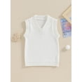 thumbnail image 2 of FOCUSNORM Toddler Sweater Vest Lightweight Sleeveless V Neck Solid Color Pullover Knitted Tank Tops, 2 of 9