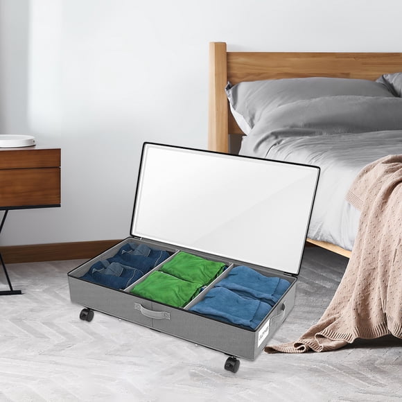 HOARBOEG Underbed Storage Box With Wheels Large Capacity Storage Organizer Thickened Oxfords Cloth Storage Box Flexible Storage