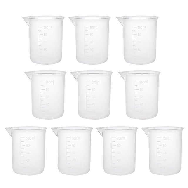 Unique Bargains 10 Pcs Gobelets à Mesurer en Plastique PP Transparent Gradué 100ml