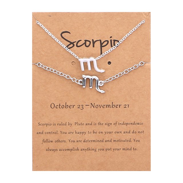 Iumwxz Twelve Constellation Necklace Bracelet Set Constellation Card Necklace