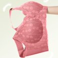 thumbnail image 4 of HBFAGFB Padded Bras for Women Front Button Built-In Bra Breathable Comfortable Underwear Watermelon Red Size L, 4 of 5